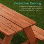 Best Choice Products Outdoor Wooden Kids Picnic Table with Umbrella, Activity Table, 220 lb Capacity - Aqua - Image 4
