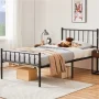 Renwick Justin Metal Platform Bed with Spindle Headboard and Footboard,Twin,Black - Image 2