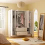 White 4-Door Armoires with Mirror, 2 Hanging Rods, 2-Drawers and Storage Shelves (19.7 in. D x 63 in. W x 70.9 in. H) - Image 2