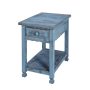 Country Cottage 23 in. Wood End Table with Drawer, Rectangular Antique Blue Farmhouse Side Table or Rustic Nightstand - Image 2