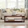 Glenmore 54 in. Large Walnut Brown Rectangle Wood Coffee Table with Detailed Legs - Image 1