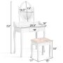 Wooden Vanity Table Set with Oval Mirror and Cushioned Stool - Image 3