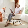 EDX Modern Rocking Chair, Teddy Upholstered Glider Rocker with High Backrest and Armrests for Living Room & Bedroom, White - Image 4