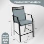 Blue Outdoor Counter Stools Set of 2 Heavy-Duty Barstools with Footrest and Armrests - Image 3