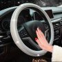 New Diamond Leather Steering Wheel Cover with Bling Bling Crystal Rhinestones, Universal Fit 15 Inch Car Wheel Protector for Women Girls Silver - Image 3