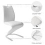 White Leather Upholstered Mermaid-shaped Dining Chairs with Chrome Legs (Set of 2) - Image 4
