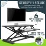 TechOrbits Standing Desk Converter - 32 Inch Adjustable Sit to Stand Up Workstation, Particle Board, Dual Monitor Desktop Riser with Keyboard Tray, for Home Office Laptop, Black 32" - Image 6