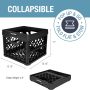 CleverMade - Collapsible Milk Crates, 25L Plastic Stackable Storage Bins CleverCrates Utility Folding Baskets, Pack of 3, Black - Image 2