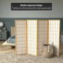 4 ft. Short Window Pane Shoji Screen - Natural - 4 Panels - Image 6