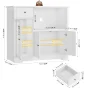 Homfa Microwave Cabinet with Hutch, Kitchen Pantry Cabinet Sideboard with Adjustable Shelves and Drawer for Dining Room, White - Image 4