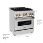 ZLINE - 30 in. Wide 4 Burner Autograph 4.0 cu. ft. Legacy Freestanding Dual Fuel Range in Stainless Steel & Bronze Accents - Stainless Steel - Image 4