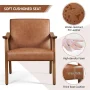 Alden Design Mid-Century Modern Accent Chair with Wooden Frame, Ivory Boucle Fabric - Image 5