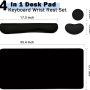 Large Mouse Pad and Keyboard Wrist Rest, Desk Pad for Keyboard and Mouse, 4-in-1 Large Gaming Mouse Pad with Wrist Support, Desk Mat for Home Office Study Game-Black - Image 5