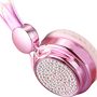 Girls Headphones for Kids with Microphone Glitter Bear Ear Cute Wired Kids Headsets for School Christmas (Pink) - Image 1