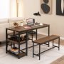 3 Pieces Dining Table Set with Wine Rack - Image 1