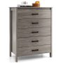 Modern 5-Drawer Multipurpose Chest Dresser with Metal Handles - Image 3