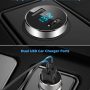 LIHAN 2 USB Car Charger,12V/24V Voltage Meter, Silver | Cigarette Lighter USB Adapter with LED Voltage Meter, 12V/24V Car Charger compatible for iPhone, Samsung, iPad, GPS, Dash Cam - Image 3