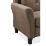 Harvard 57 in. Brown Microfiber 2-Seat Loveseat with Round Arms - Image 3