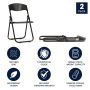Black Plastic Seat with Metal Frame Folding Chair (Set of 2) - Image 5