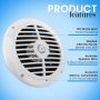Pyle 6.5 Inch Dual Marine Speakers - 2 Way Waterproof and Weather Resistant Outdoor Audio Stereo Sound System with 120 Watt Power, Polypropylene Cone and Cloth Surround - 1 Pair - PLMR67W (White) - Image 6