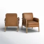 Arhiana Faux Leather Armchair with Solid Wood Legs - Image 4