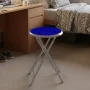 Backless 18 in. Round Folding Stool with Padded Seat, Royal Blue Portable Counter Bar Stool for Kitchen or Rec Room - Image 3