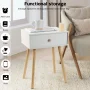 Vesteel Nightstand, Modern End Table with Drawer, White Bedside Furniture Dresser for Bedroom, Living Room - Image 2