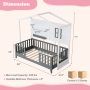 Twin Wood House Bed Montessori Floor Bed with 2 Shelves and Guardrails - Image 3