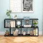 Black 24 Inch 3-Tier Geometric Bookshelf with Thick Foot Pads - Image 2