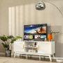 TV Stand Entertainment Media Console with 2 Rattan Cabinets and Open Shelves - Image 4