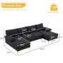 Modern U Shape Sectional Sofa 2 Chaise Lounge Couch Black - Image 3