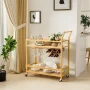 Lacoo Bar Cart Gold, Home Bar Serving Cart, Wine Cart with 2 Shelves, Wine Holders, Glass Holders, for Kitchen, Dining Room, Gold - Image 1