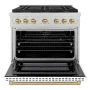 ZLINE - 36 in. Wide 6 Burner Autograph 5.2 cu. ft. Freestanding Paramount Dual Fuel DuoPro Range with White & Bronze Accents - White Matte - Image 2