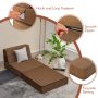 Brown Tri-fold Folding Sleeper Sofa Bed for Living Room Bedroom - Image 6