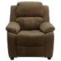 Deluxe Padded Contemporary Brown Microfiber Kids Recliner with Storage Arms - Image 5