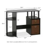 15111 Jaya Simplistic Computer Study Desk With Bin Drawers, Espresso - Image 2