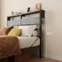 Bestier Queen Size Platform Bed Frame with Storage Headboard, LED Lights & USB Charging Station, Metal Bed Frame Gray - Image 4