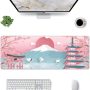 Japanese Ocean Waves Gaming Mouse Pad XL, Non Slip Rubber Base Mousepad, Stitched Edges Desk Pad, Extended Large Mice Pad,31.5 X 11.8 Inch (Japanese Cherry Blossom) - Image 3