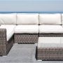 Living Source International Sectional Sofa, Wicker Furniture Outdoor Wicker Patio Furniture Sofa Garden Furniture Set (Brown) - Image 1