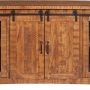 Martin Svensson Home 65" Solid Pine Wood Entertainment Center with Storage. Rustic TV Stand for TVs up to 70." Sliding Doors, Adjustable Shelves & Cable Management – Honey Tobacco - Image 1