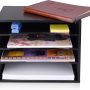 eMerit Wood Desktop Organizer Paper Storage Letter Tray File Sorter for Home Office,Black - Image 2