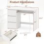 Computer Desk with Power Outlet Keyboard Tray and 3 Large Drawers - White - Image 4