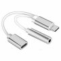 2-in-1 Type-C to 3.5 mm Audio Jack Headphone And Charging Adapter Black & White - Image 2