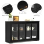 Giantex Stackable Buffet Cabinet, Kitchen Storage Cabinet with Sliding Tempered Glass Doors, Small Sideboard for Kitchen, Dining Room or Living Room, Black - Image 5