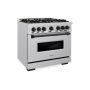 ZLINE - 36 in. Wide 6 Burner 5.2 cu. ft. Autograph Classic Dual Fuel Freestanding Range with Matte Black Accents - Stainless Steel - Image 2