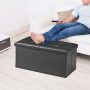 30 inches Folding Storage Ottoman 80L Storage Bench for Bedroom Hallway Black - Image 4