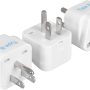 Ceptics Europe to US plug adapter, Type B USA Plug adapter compatible with plugs from Europe, India, and other countries - India to USA plug adapter is CE Certified & RoHS Compliant, White, 3 Pack - Image 1