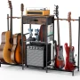 Flycity Guitar Stands Floor with 4 Guitar Holders, 3 Tier Guitar Rack with Amp Stand & Cloth Drawer, Floor Adjustable Guitar Holder Display for Music Room Home Studio - Image 1