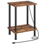HOOBRO Nightstand 2-Layer End Table with USB Ports and Outlet Living Room Bedroom Rustic Brown BF09UBZ01 - Image 1