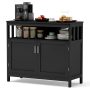 Kitchen Buffet Server Sideboard Storage Cabinet with 2 Doors and Shelf - Image 3